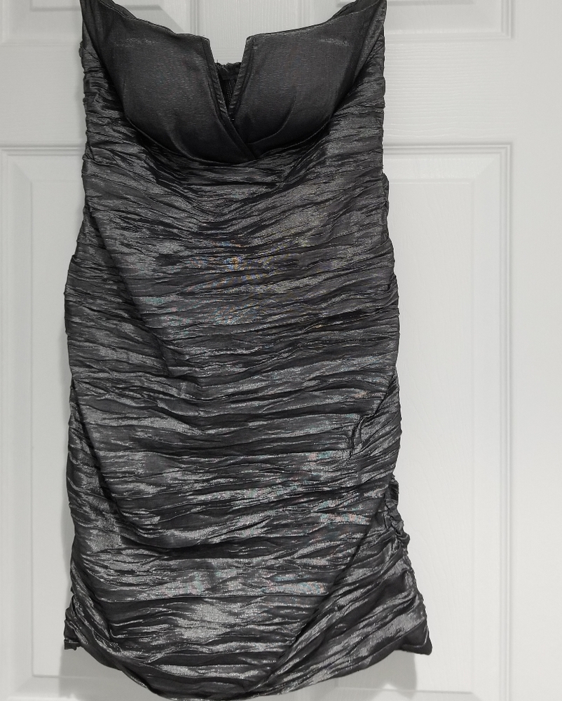 Gunmetal Strapless Mini Dress